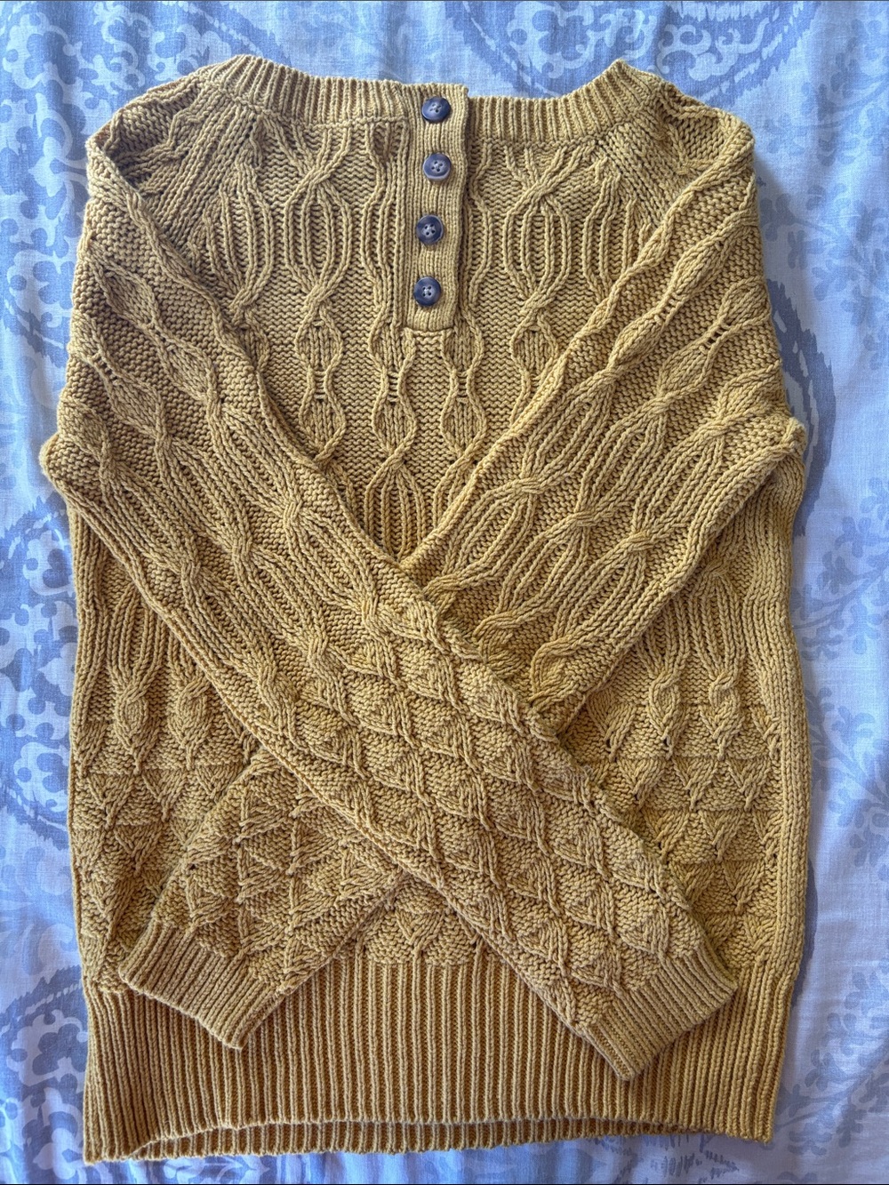 Sparrow x Anthropologie - Mustard Cable Knit Crew Sweater Size M. NWT - Picture 3 of 8